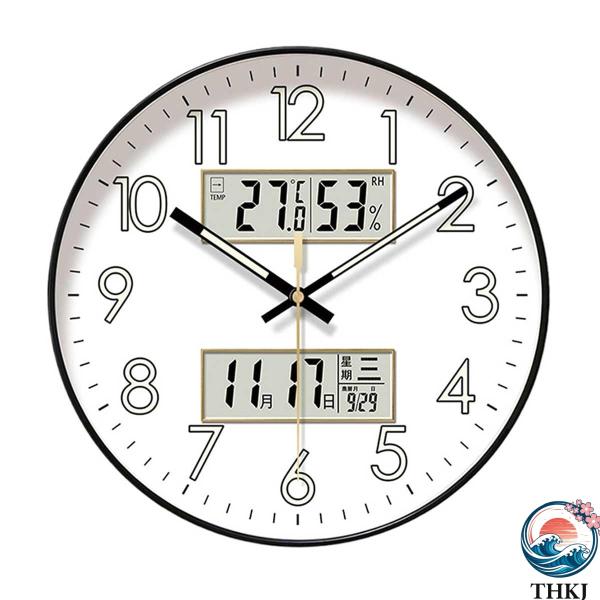 掛け時計 時計 壁掛け 電波時計 夜光 静音 温度 湿度 温湿度計 壁掛け