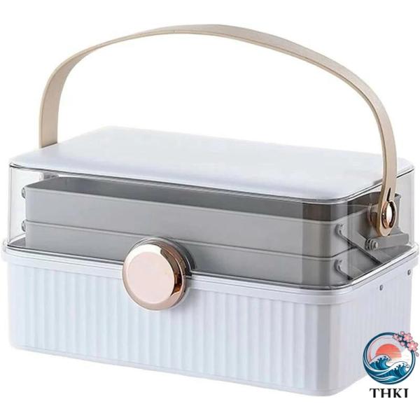 ロック付き 小物入れ 家庭用 道具箱 工具箱 ジュエリーボックス ツールボックス オシャレ かわいい 折り畳み式 3 層 大容量 裁縫箱 お薬箱 メディカルボックス