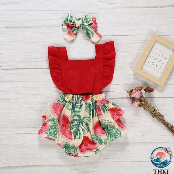 スイカ ロンパース 綿 95% 夏用 女の子 オーバーオール 子供服 ベビー服 新生児服 パジャマ 肌着 春夏 幼児 子ども 子供 乳児 赤ちゃん