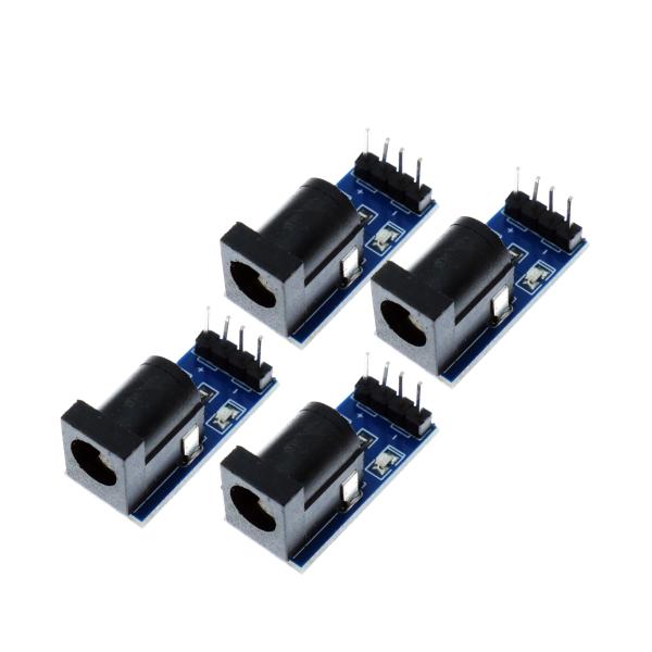 YMS PARTS【4個入】DC電源モジュール 4PINタイプ 2.1mmメスDCジャック コネクタ基板用 アダプタ接続用 電子工作・電源供給