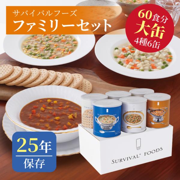 サバイバルフーズ　チキンシチュー　クラッカー　６缶セット　２０４０年まで 大缶]サバイバルフーズ チキンシチューのファミリーセット｜防災