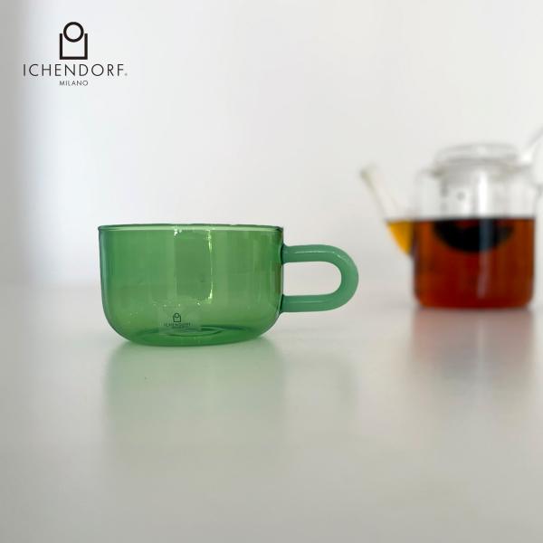イッケンドルフ ミラノ カラーマグカップ 3色 COFFEE&T tea cup petrol コーヒーカップ ティーカップ スープカップ 透明 耐熱ガラス 軽い おしゃれ