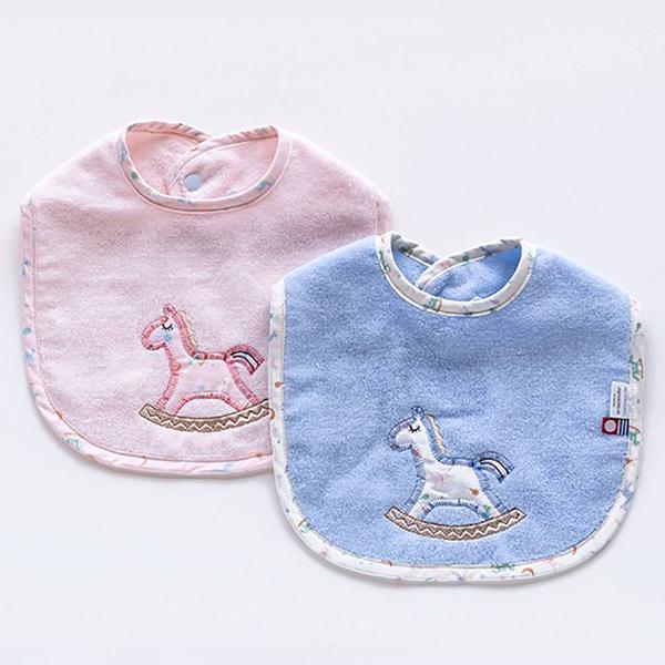 ベビー スタイ 2色から選べる 木馬 刺繍 清楚 フォーマル クレッシェンド 御祝 プチギフト お返し かわいい よだれかけ お出かけ