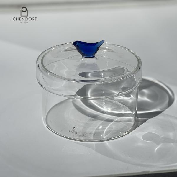 ICHENDORF MILANODesign Alessandra BaldereschiBIRDS Low box blue bird 青い鳥 ガラスボックス　イッケンドルフ ガラス イタリアそのシンプルなフォルム、直線的で飽きの来ないデ...