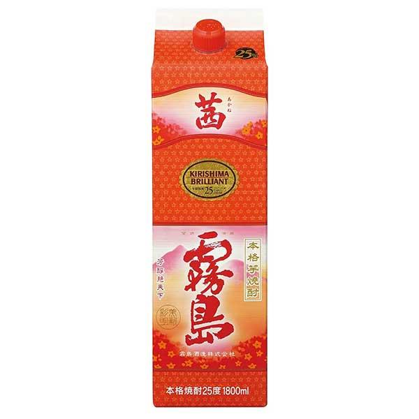 他サイト： 本格焼酎　茜霧島 25度 紙パック 1.8L 1800ml x 6本 ケース販売 霧島酒造 本格芋焼酎 日本 宮崎県の商品画像