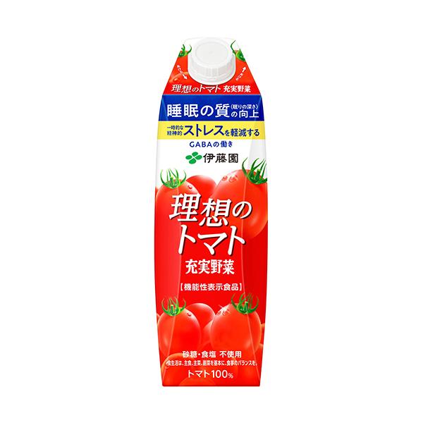 他サイト： 伊藤園 理想のトマト屋根型キャップ付 紙パック 1L 1000ml x 6本 ケース販売 伊藤園 日本 飲料 野菜ジュース 19739の商品画像