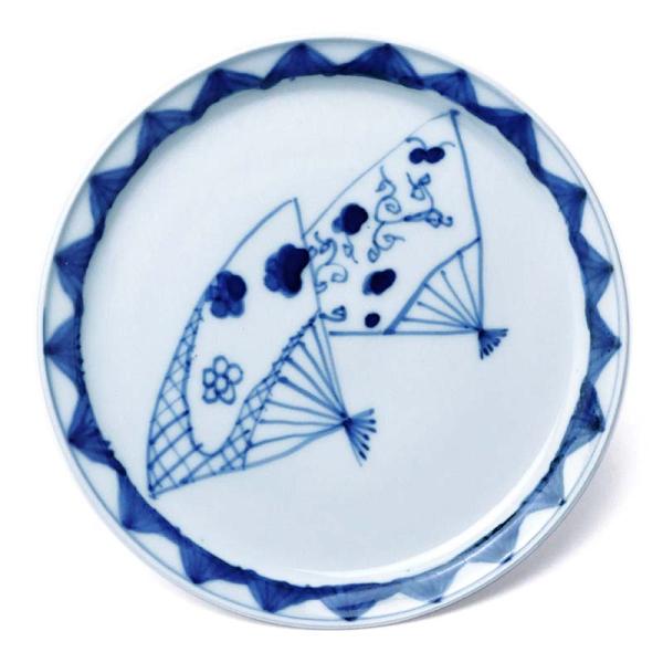 九谷焼：染付扇面図皿・正木春蔵《小皿・14.4cm》 : 和食器の