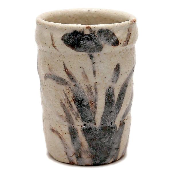 志野焼：志野菖蒲文猪口・瀧川恵美子《湯呑・筒向付・6.0cm