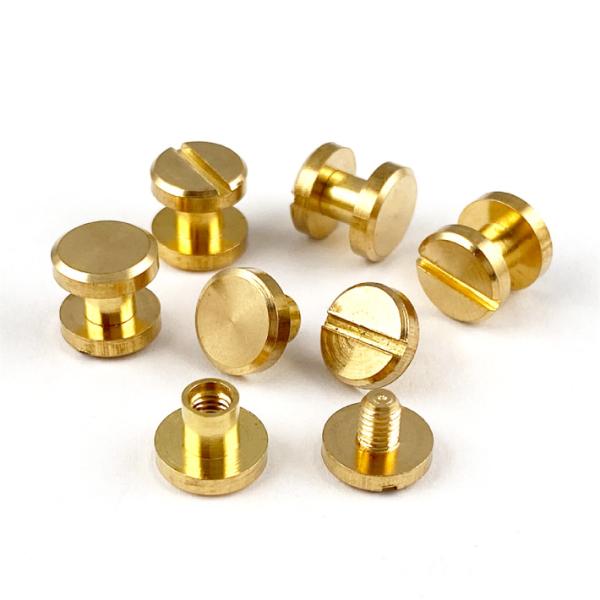 シカゴスクリュー 平ネジ 直径8mm 軸長4mm 6個セット 真鍮製 ブラス