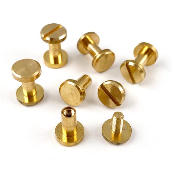 シカゴスクリュー 平ネジ 直径8mm 軸長8mm 6個セット 真鍮製 ブラス