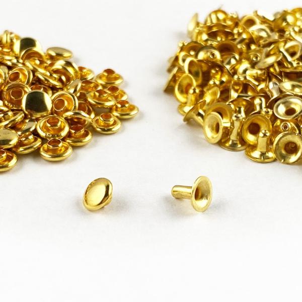 片面カシメ 頭5mm 足5mm 真鍮製 100個セット レザークラフト 金具