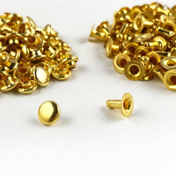 片面カシメ 頭6mm 足6mm 真鍮製 100個セット レザークラフト 金具