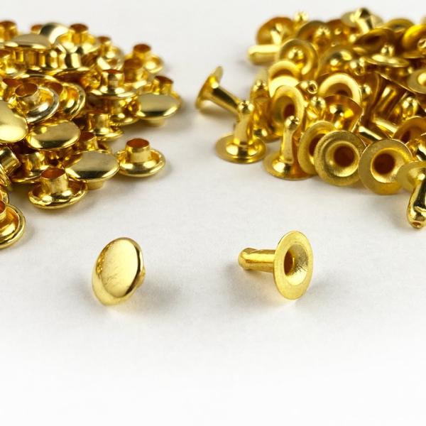 片面カシメ 頭8mm 足8mm 真鍮製 100個セット レザークラフト 金具