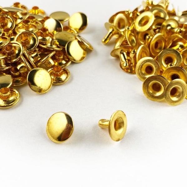 片面カシメ 頭10mm 足8mm 真鍮製 100個セット レザークラフト 金具