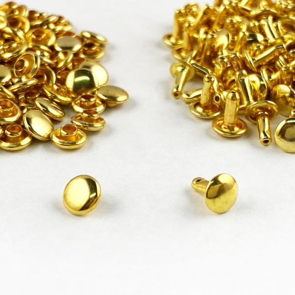両面カシメ 頭5mm 足5mm 真鍮製 100個セット レザークラフト 金具