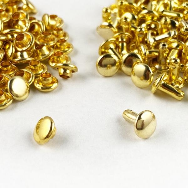 両面カシメ 頭6mm 足6mm 真鍮製 100個セット レザークラフト 金具