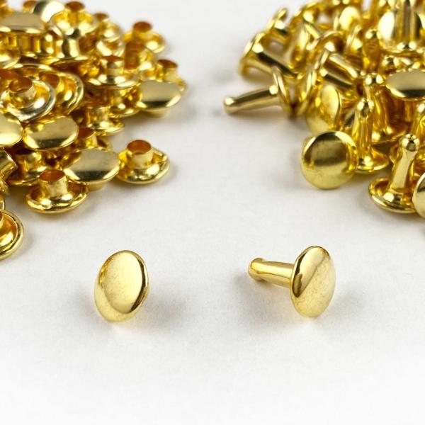 両面カシメ 頭8mm 足8mm 真鍮製 100個セット レザークラフト 金具