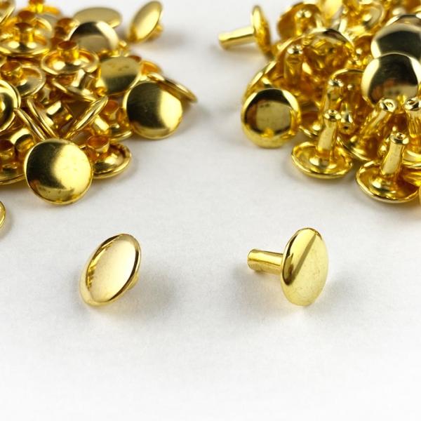 両面カシメ 頭10mm 足8mm 真鍮製 100個セット レザークラフト 金具