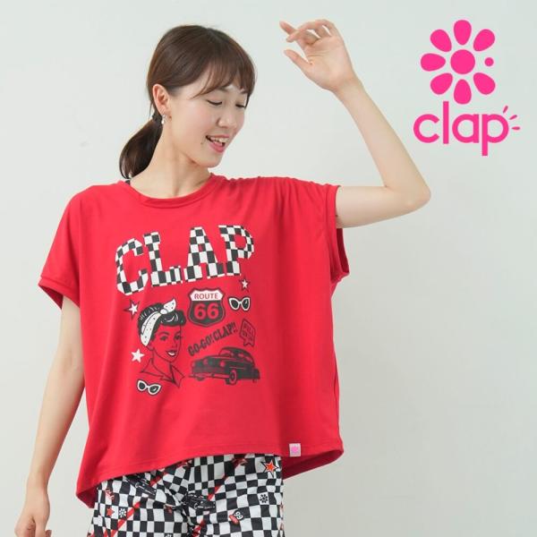 クラップ CLAP フィットネスウェア レディース 半袖 ドルマン ALL CLAP LOGO DOLMAN M M/フリーサイズ ダンスウェア tシャツ トレーニングウェア 2025 新作 clap（クラップ） フィットネス ウェアトップス レディース 半袖t