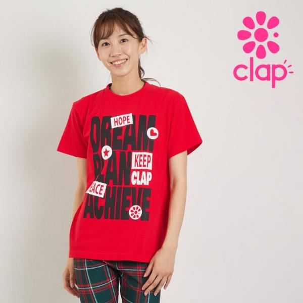クラップ フィットネスウェア セール トップス レディース 半袖tシャツ DREAM PLAN ACHIEVE TEE clap M/Lサイズ 2025 新作 ダンスウェア トレーニングウェア エ