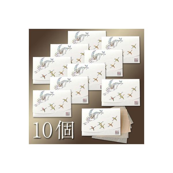 祝い鶴「生成り」短冊めでたい１０個セット