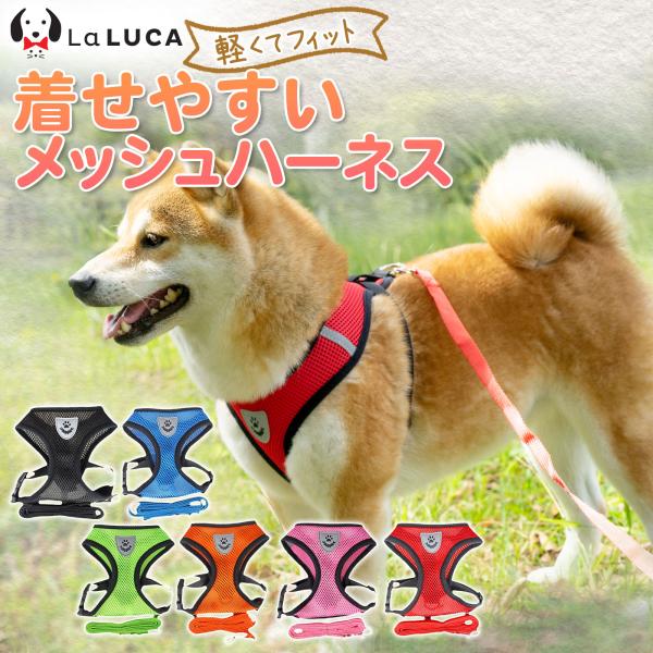 犬 猫 ハーネス 脱げない 犬用 メッシュ 簡単装着 ハーネスリード ベスト 小型犬 中型犬 大型犬 LaLUCA ポイント利用