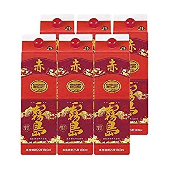 赤霧島 芋焼酎 紙パック入り 1800ml x 6本 送料無料 25度 霧島