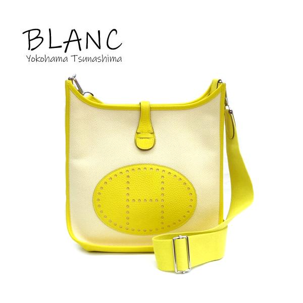 エルメス エヴリン3 PM ショルダーバッグ トワル トリヨン ライム イエロー Y刻印 HERMES 横浜BLANC エヴリン エルメス エヴリン3 PM ショルダーバッグ トワル トリヨン
