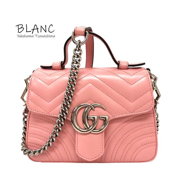 グッチ GGマーモント ミニ トップハンドル 2WAY ショルダー バッグ レザー ピンク 547260 GUCCI 横浜BLANC GUCCI（グッチ） GGマーモント ミニ トップハンドル 2WAY ショルダー