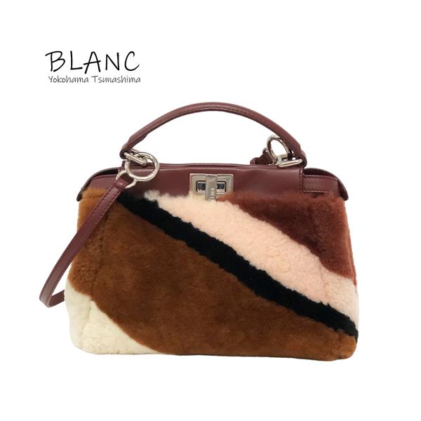 【送料無料】【極美品】フェンディ ミニピーカブー 2way ショルダー ファー レザー エンジ マルチ 8BN244 ハンドバッグ FENDI 横浜BLANC FENDI（フェンディ） ミニピーカブー 2way ショルダー ファー レザー