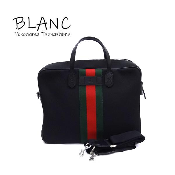 美品 グッチ シェリーライン 大容量 ビジネスバッグ ブラック ナイロン GUCCI グッチ シェリーライン 2WAY ビジネスバッグ 630922