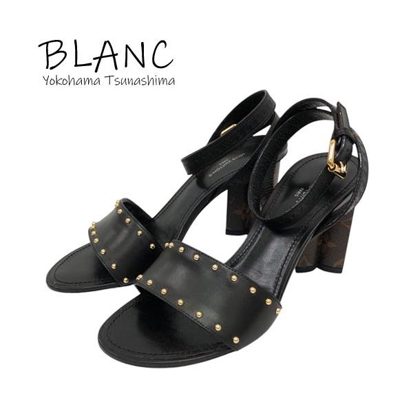 LOUIS VUITTON ブラック サンダル LOUIS VUITTON ルイヴィトン シルエットライン サンダル レザー