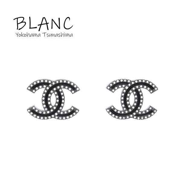 【美品】CHANELシャネル ココマーク ラインストーン ピアス シルバー ココ CHANEL シャネル ココマーク ラインストーン ピアス メタル シルバー