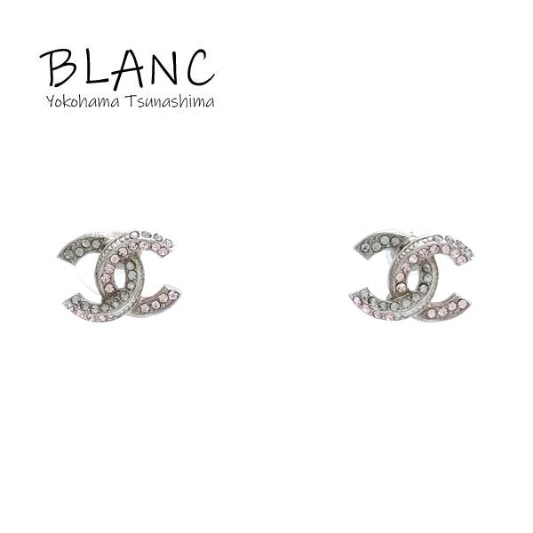 CHANEL シャネル ココマーク ラインストーン ピアス メタル シルバー