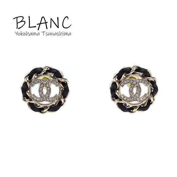 極美品 CHANEL ピアス ココマーク シルバー ラインストーン CHANEL シャネル ミニピアス ココマーク ラインストーン シルバー 09V
