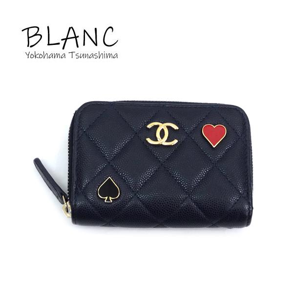 【玉川高島屋購入品】CHANELコインパース　キャビアスキン　ゴールド CHANEL キャビアスキン コインケース コインパース ネイビー