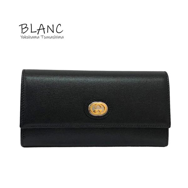 グッチ GUCCI 長財布 インターロッキングG 二つ折り ブラック GUCCI グッチ インターロッキングG 2つ折り長財布 レザー ブラック