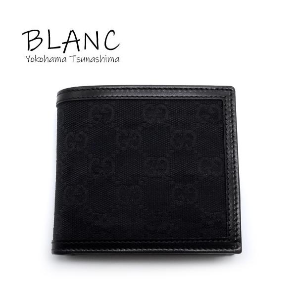 Gucci 二つ折り財布 黒 キャンバス/レザー yokohama-blanc_f04-3282