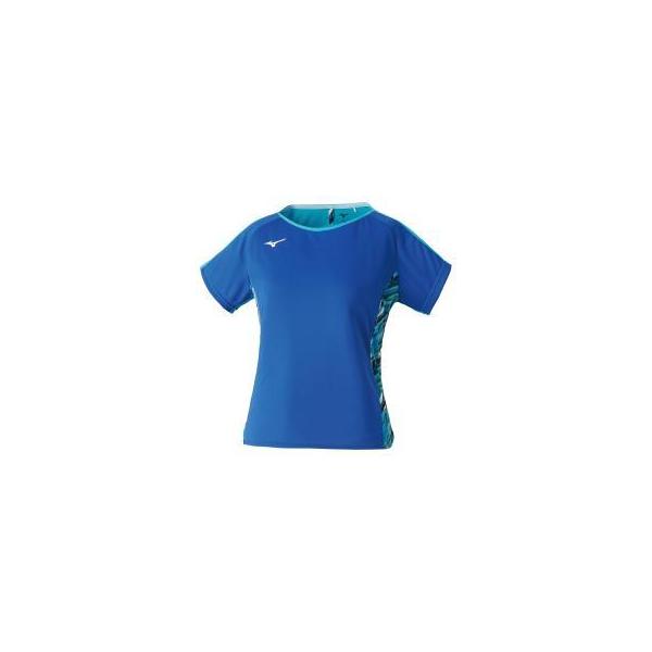 ミズノ ゲームシャツ(ラケットスポーツ)[レディース] ブルー×ターコイズ(72ma120425)