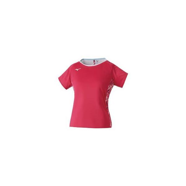 ミズノ ゲームシャツ(ラケットスポーツ)[レディース] ピンク×ホワイト(72ma120464)