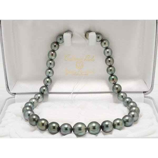 黒蝶真珠（黒真珠）ネックレス10mmX14mm ダークグリーン ピーコック 