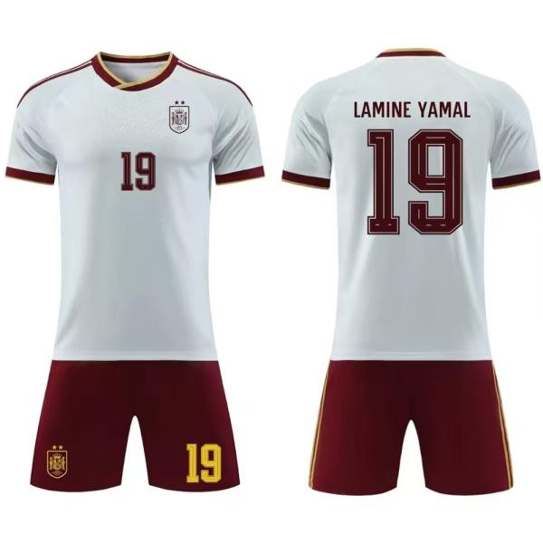 B362 サッカーユニフォーム スペイン代表  2026/2030年シーズン  アウェイ ＃19 LAMINE YAMAL 大人用、子供用 半袖ノーブランド品のレプリカユニフォーム