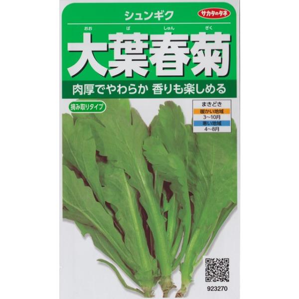 【シュンギク】大葉春菊【サカタのタネ】（40ml）野菜種[春まき][秋まき]923270