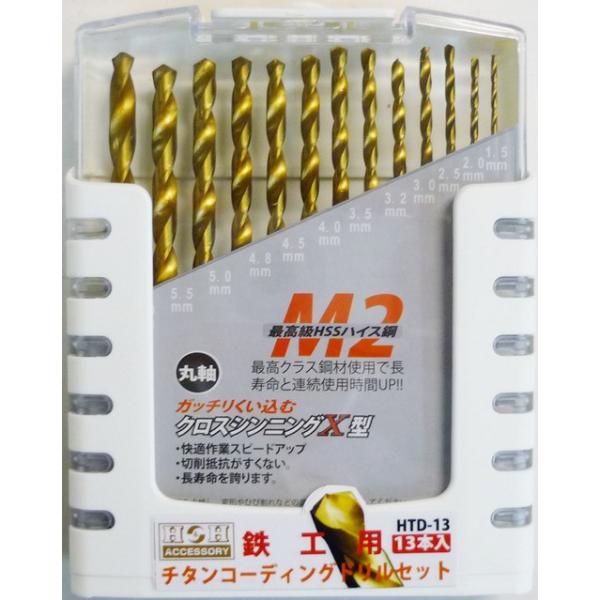 H&H 三共コーポレーション HTD-13  チタンコーティングドリルセット 鉄工用 【350205】 (15140289)