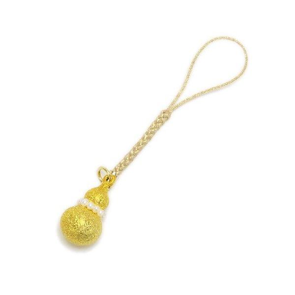 メール便 根付 ストラップ 開運 ひょうたん パール 水琴鈴 金色 瓢箪 ミュージックボール キーホルダー ハーモニーボール ガムラン 鈴の音 真珠