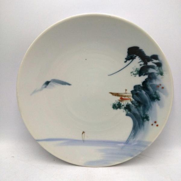 美濃焼 8寸丸皿 山水 5枚セット 陶器 昭和レトロ C-24 : よろづや百貨