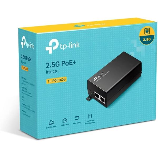 TP-Link POE260S 2.5Gbps PoE+インジェクター 最大30W IEEE802.3af/at対応 RJ45 PoEアダプター LAN給電 壁掛け対応 プラグアンドプレイ