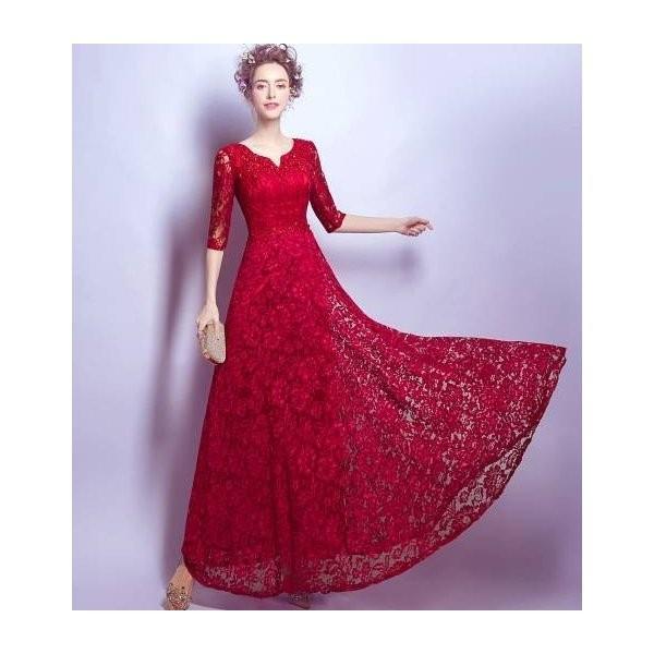 パーティードレス 代 30代 40代 50代 結婚式 ワンピース 大きいサイズ 袖あり フォーマル 親族 服装 ドレス 二次会 女性 服 お呼ばれ マート 膝丈 ロングワンピース