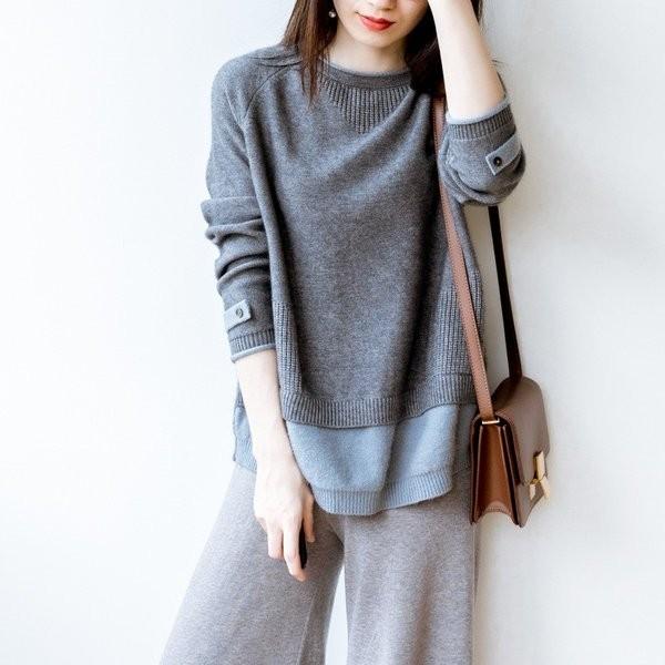 ニット セーター レディース 秋冬 ニットソー 長袖 限定タイムセール 重ねる 洗えるニット 無地 おしゃれ ゆったり 40代 通勤 大人 ママコーデ シンプル 上品 30代 Ol