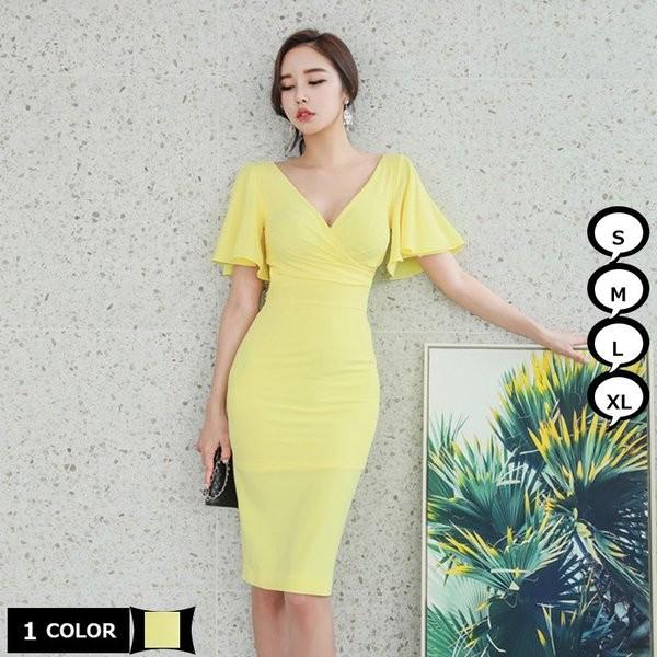 ボディコン ひざ丈ワンピース 春夏 エレガント タイトワンピース おしゃれ 半袖 体型カバー スリット レディース ラップ